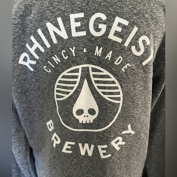 Mens Rhinegeist Brewery Full Zip Hoodie Jacket Size Medium Gray - Picture 6 of 11